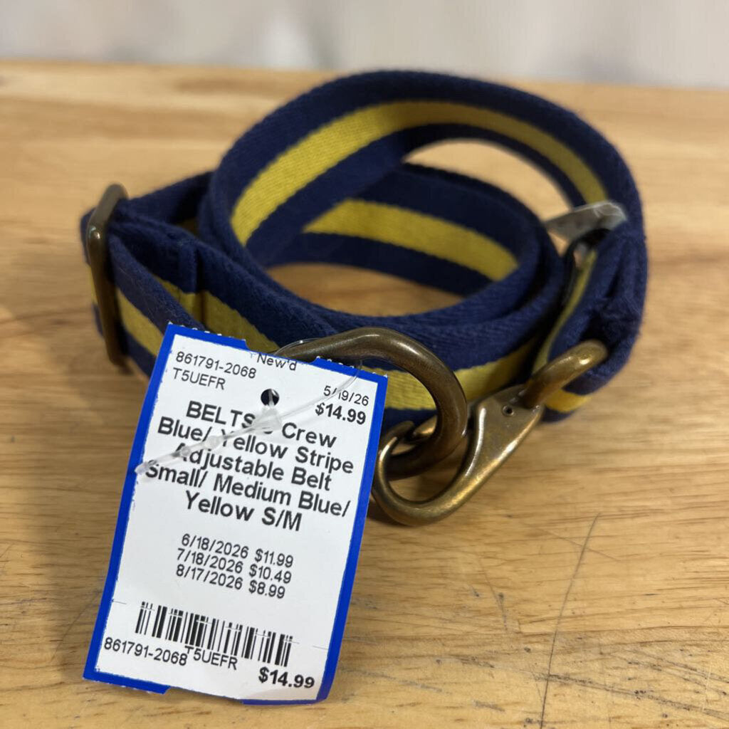 Blue/ Yellow Stripe Adjustable Belt Small/ Medium