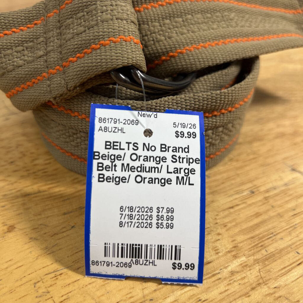 Beige/ Orange Stripe Belt Medium/ Large