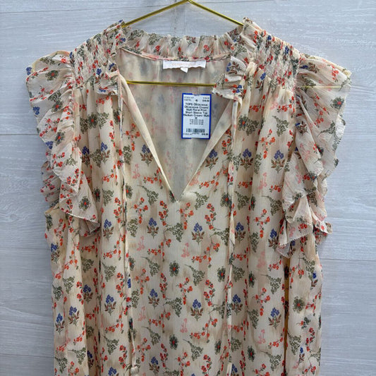 Olivaceous Cream/ Multi Floral Print Short Sleeve Top Medium