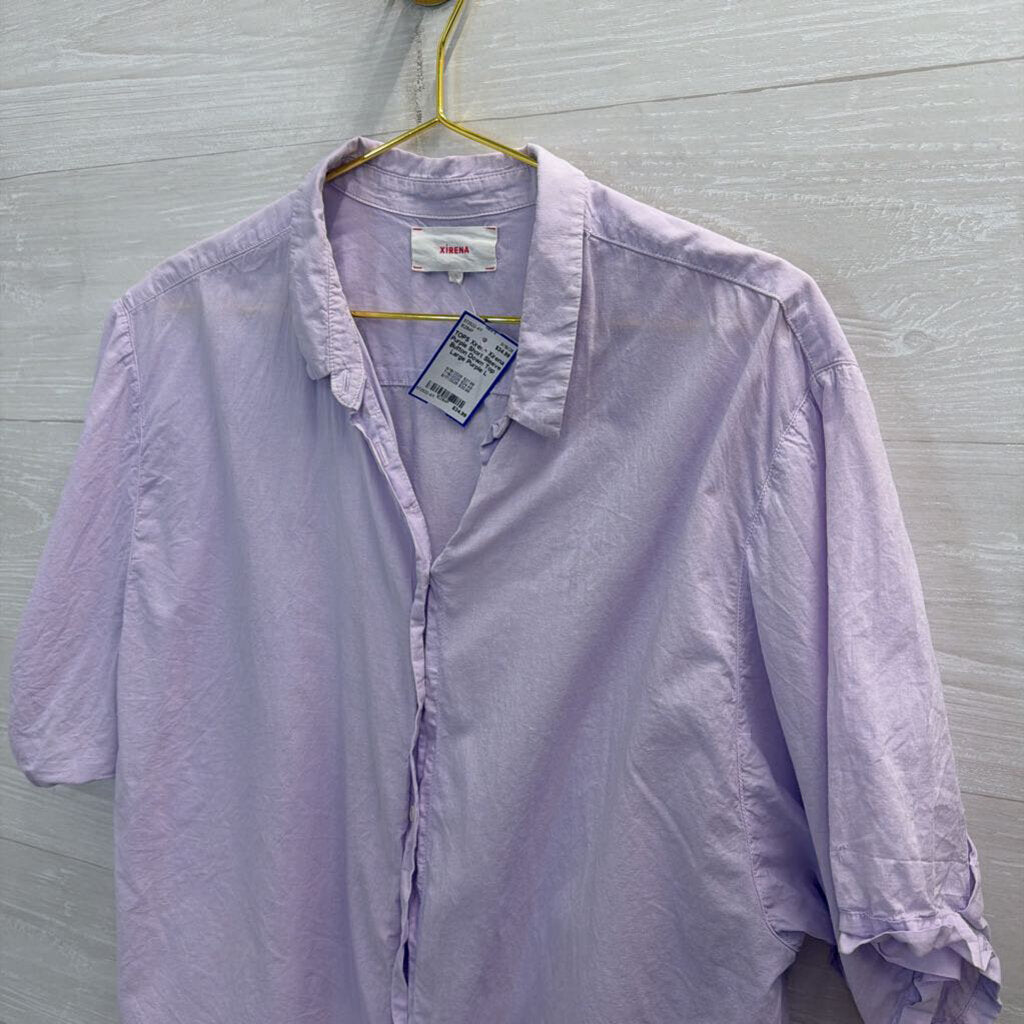 Xirena Purple Short Sleeve Button Down Top Large