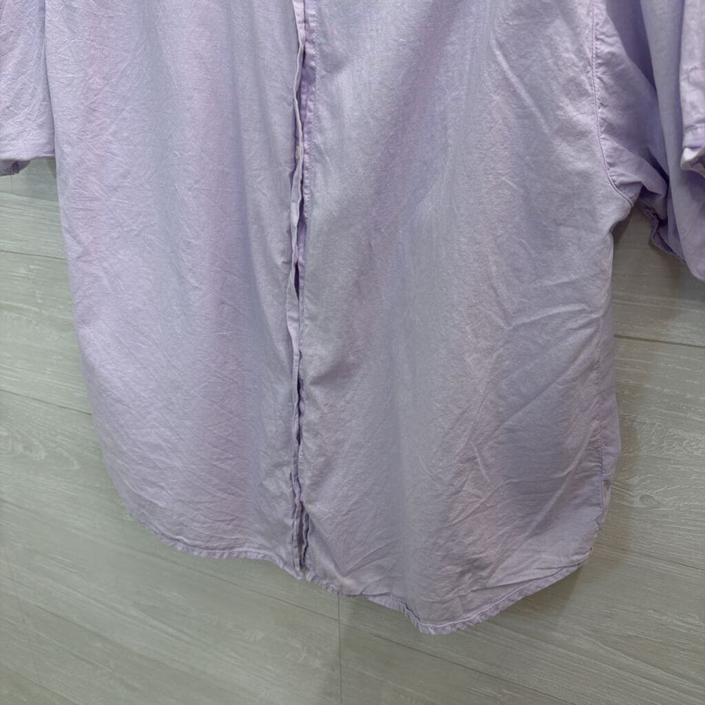 Xirena Purple Short Sleeve Button Down Top Large