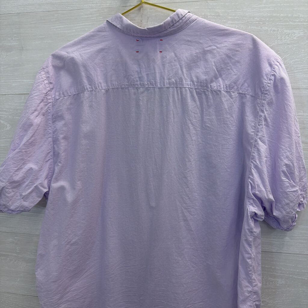 Xirena Purple Short Sleeve Button Down Top Large