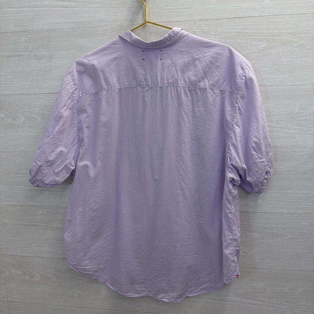 Xirena Purple Short Sleeve Button Down Top Large