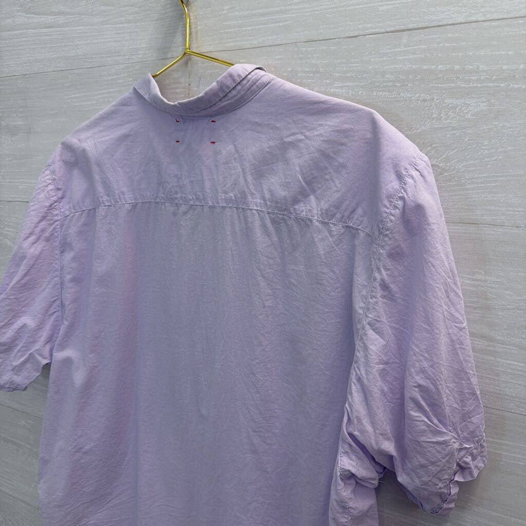 Xirena Purple Short Sleeve Button Down Top Large