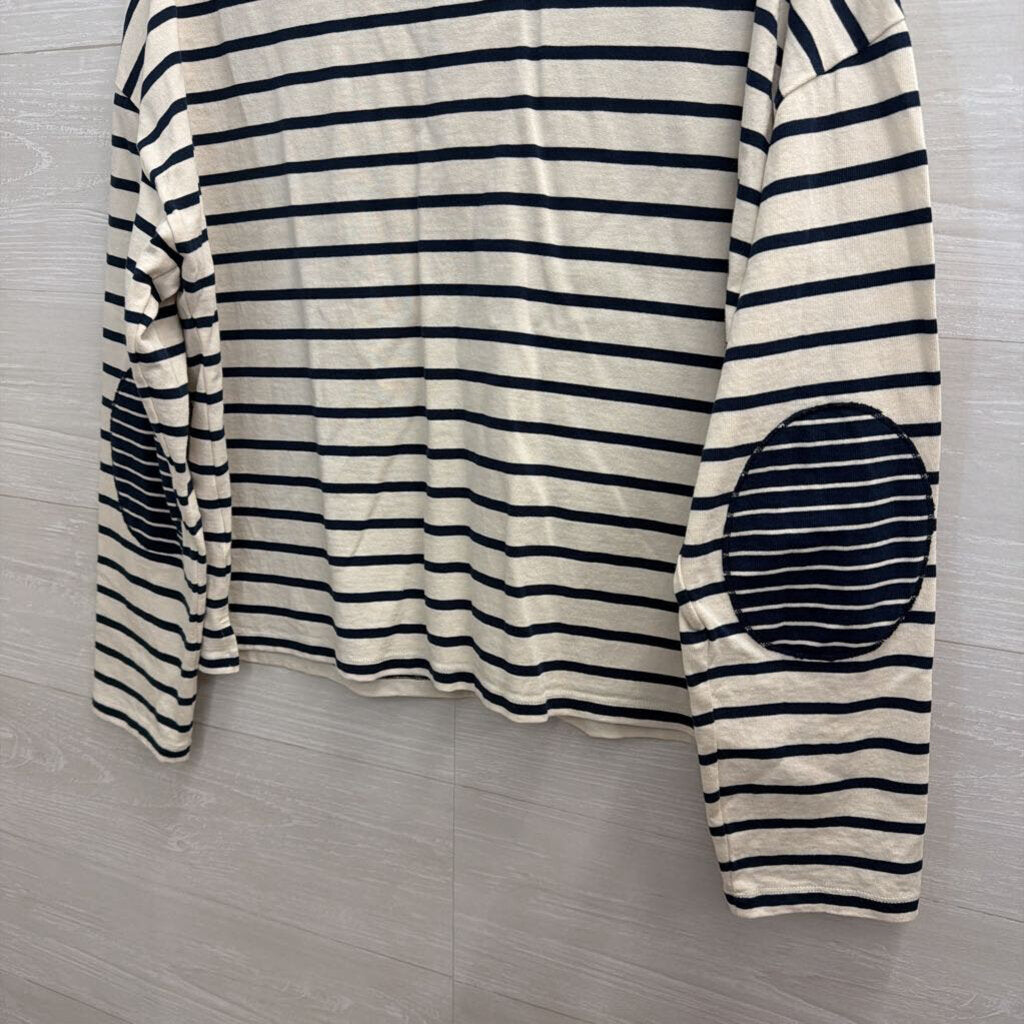 Madewell White/ Navy Striped Long Sleeve Top Large