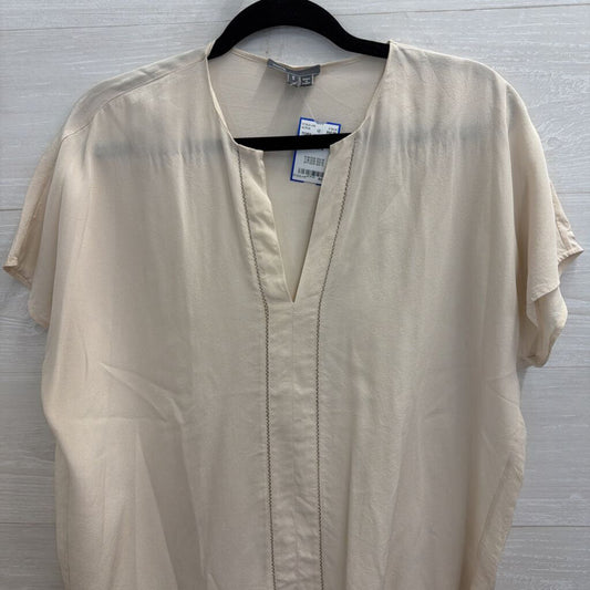 Vince Cream Silky Short Sleeve Top Small