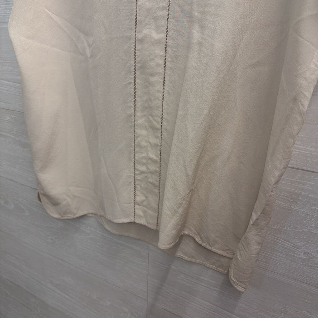 Vince Cream Silky Short Sleeve Top Small