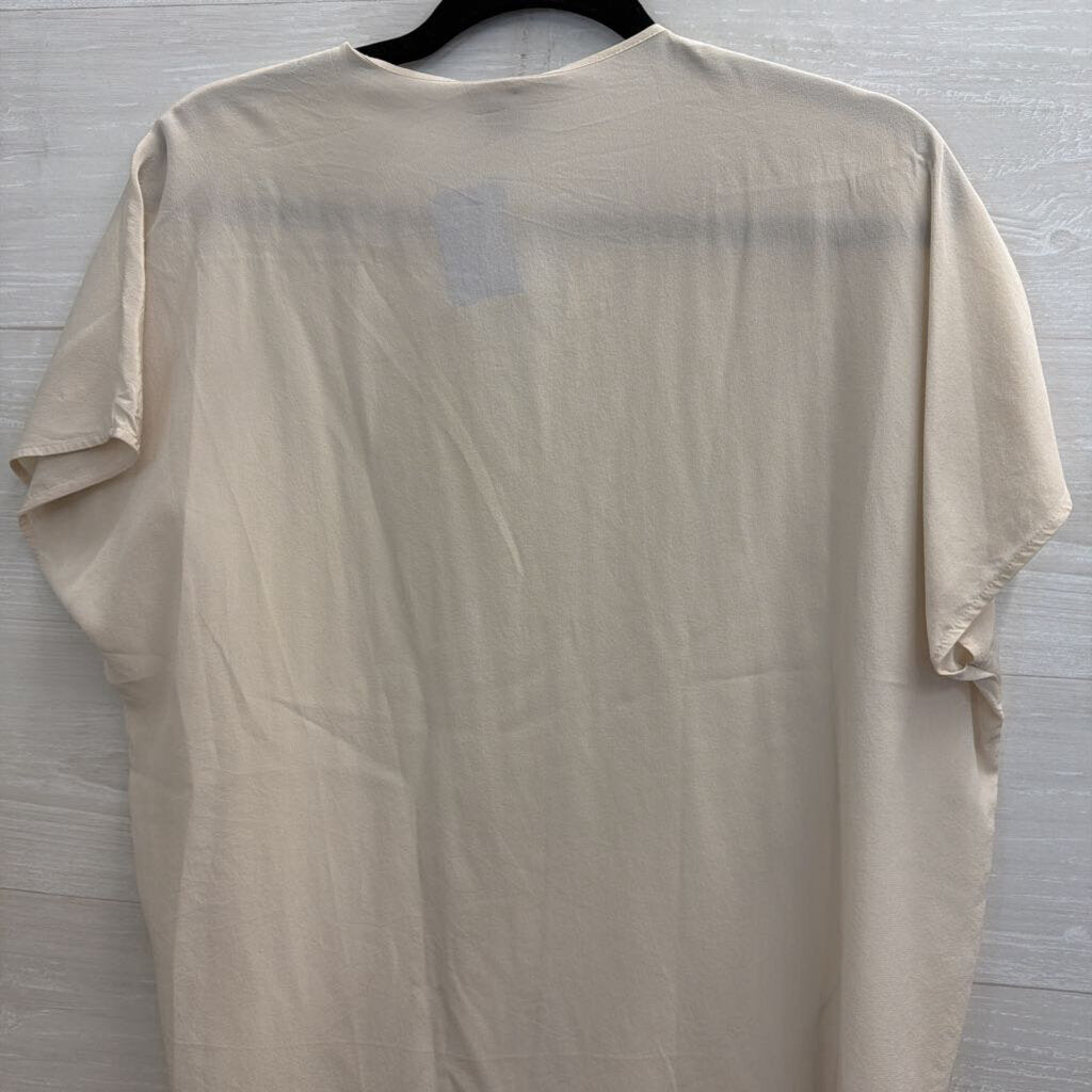 Vince Cream Silky Short Sleeve Top Small