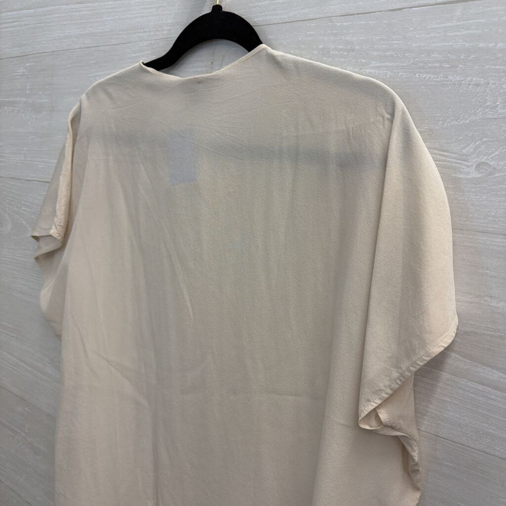 Vince Cream Silky Short Sleeve Top Small