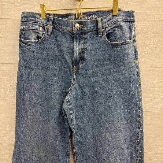 American Eagle Medium Wash Studded Side Stovepipe Jeans 10 Extra Long