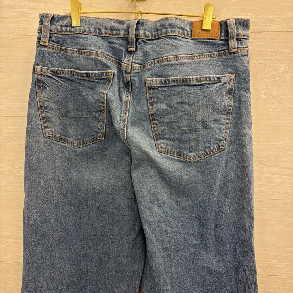 American Eagle Medium Wash Studded Side Stovepipe Jeans 10 Extra Long