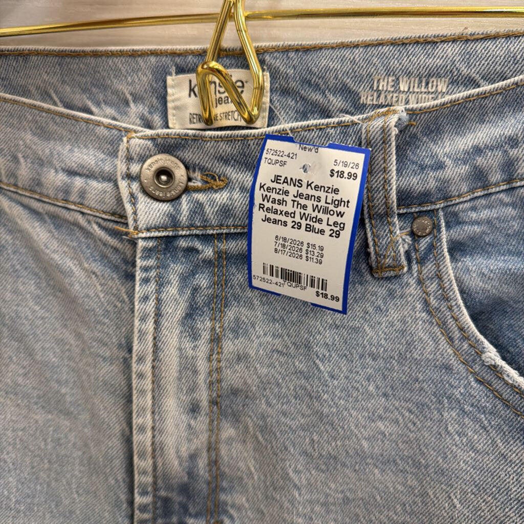 Kenzie Jeans Light Wash The Willow Relaxed Wide Leg Jeans 29