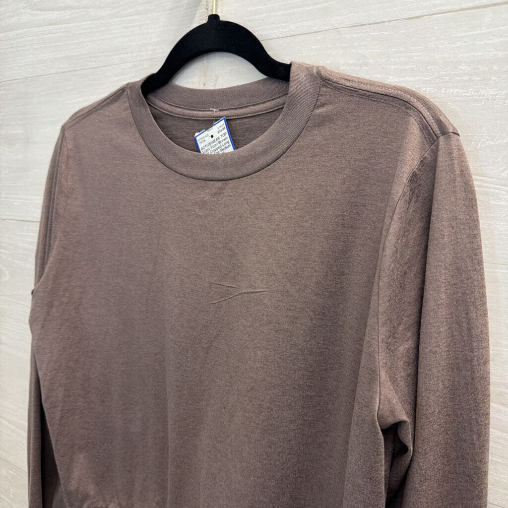 Vuori Brown Soft Cropped Long Sleeve Top Medium