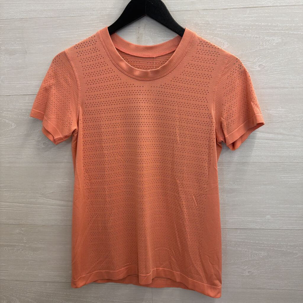 Lululemon Pink Perforated Short Sleeve Top Medium