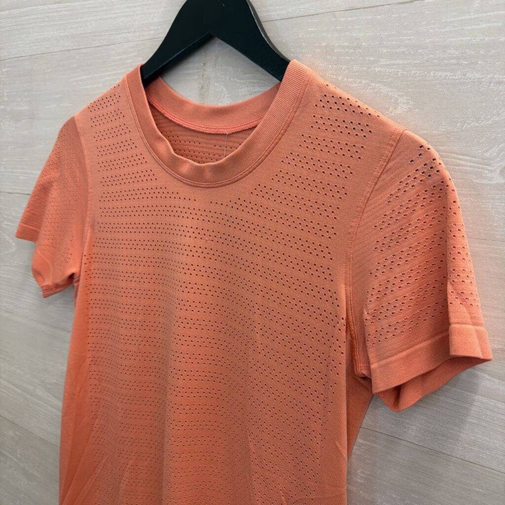 Lululemon Pink Perforated Short Sleeve Top Medium