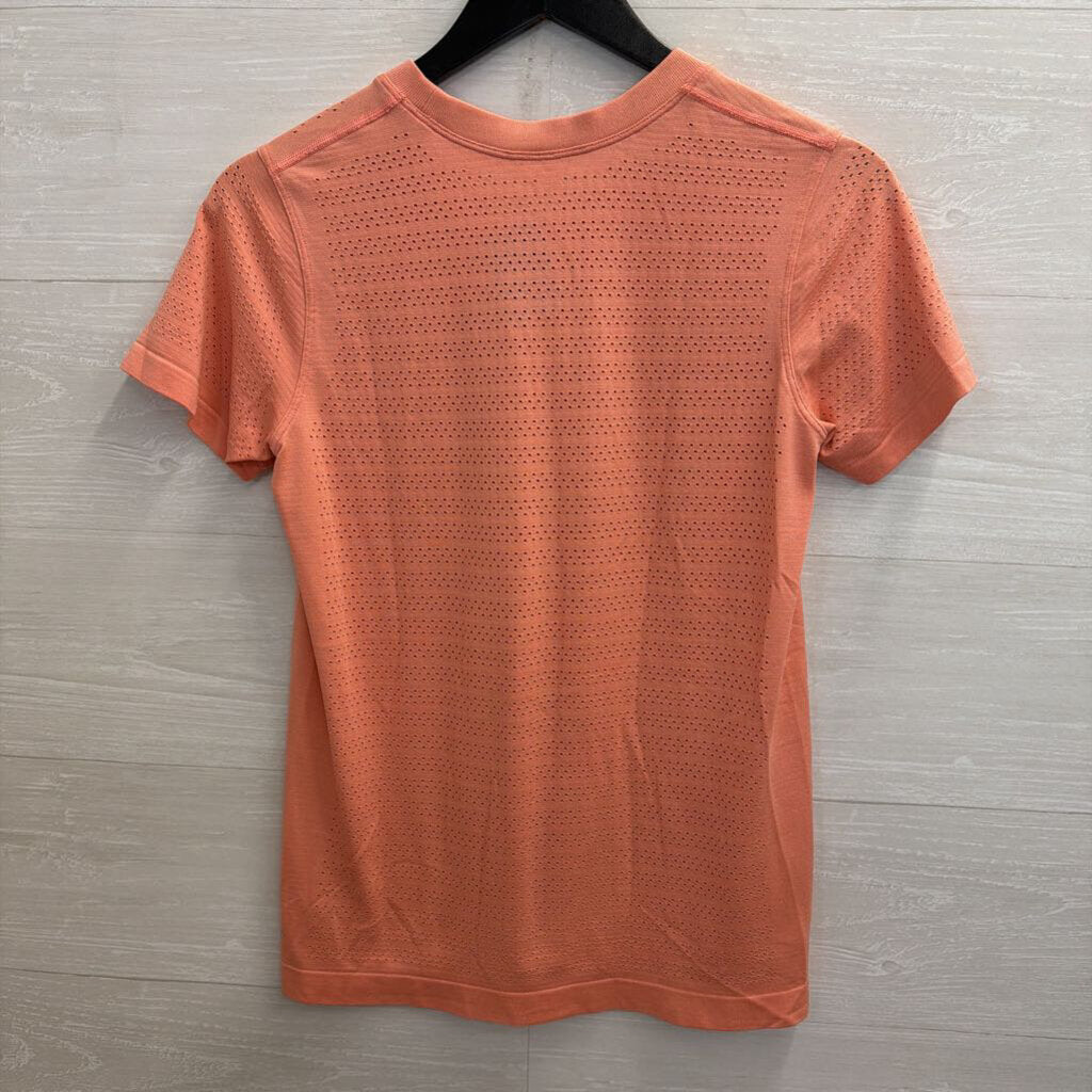 Lululemon Pink Perforated Short Sleeve Top Medium