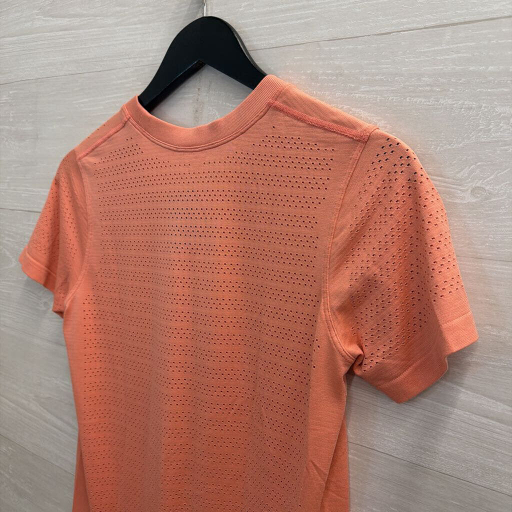 Lululemon Pink Perforated Short Sleeve Top Medium
