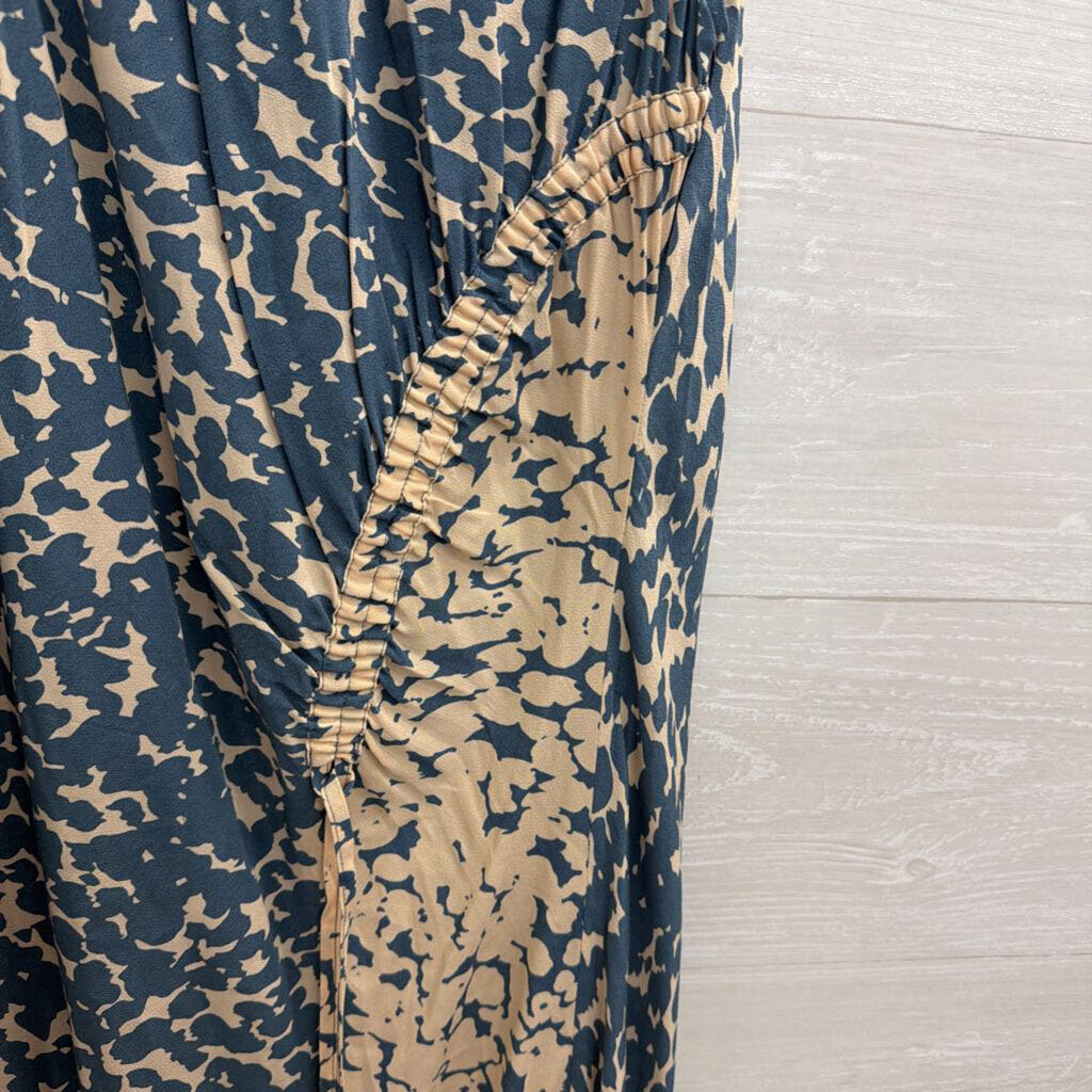 Rails Blue/ Beige Print Silky Sleeveless Maxi Dress Medium