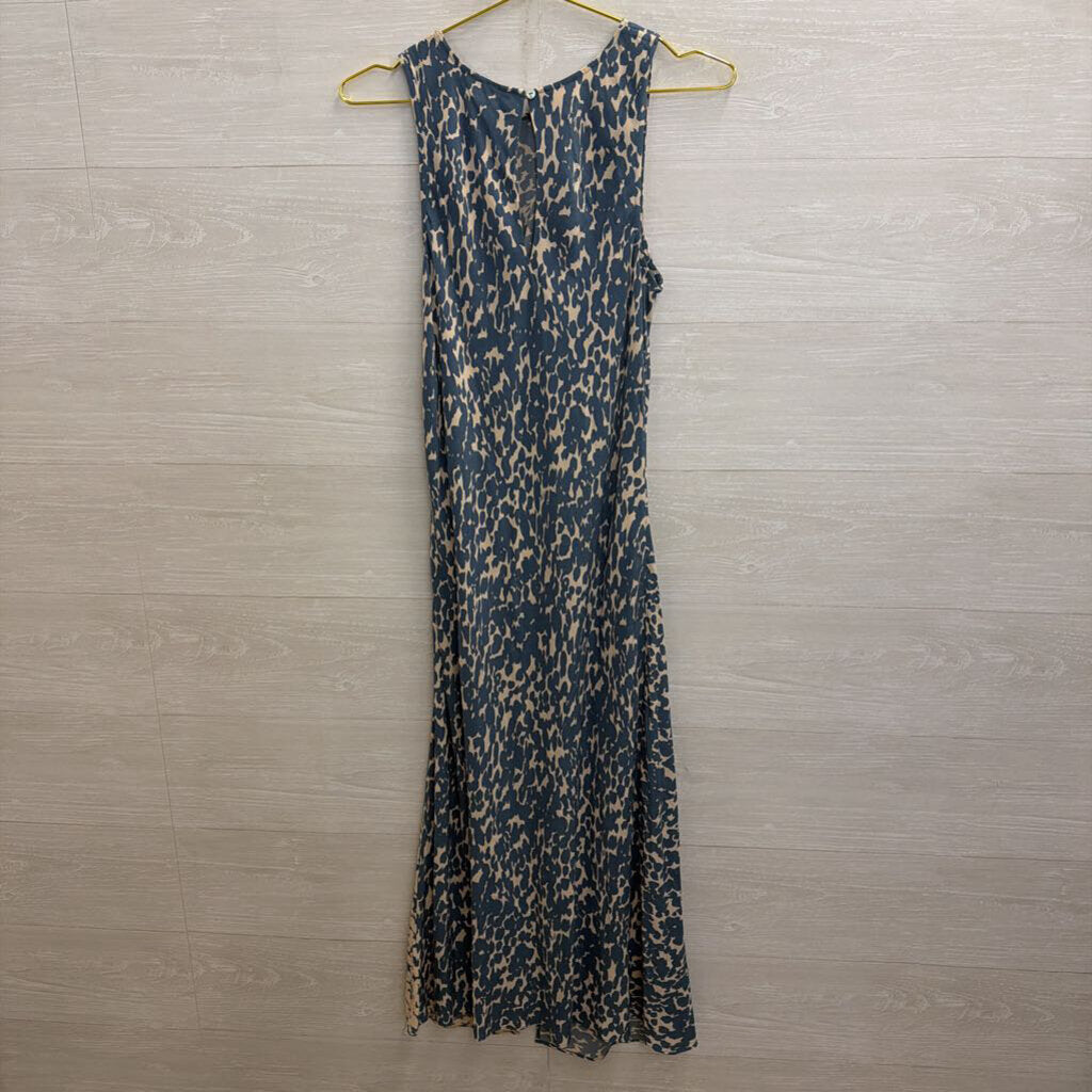 Rails Blue/ Beige Print Silky Sleeveless Maxi Dress Medium