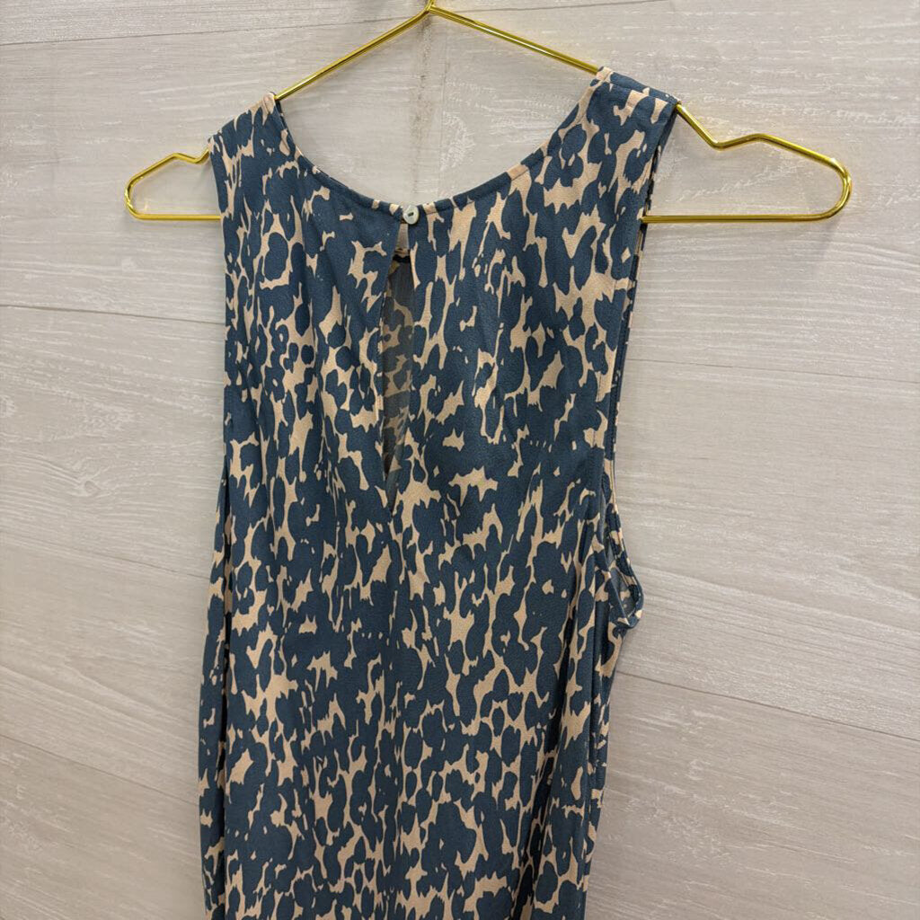 Rails Blue/ Beige Print Silky Sleeveless Maxi Dress Medium