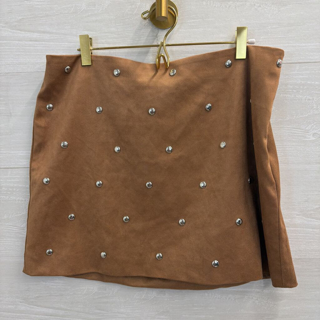 Future Collective Brown Studded Suede Mini Skirt 10