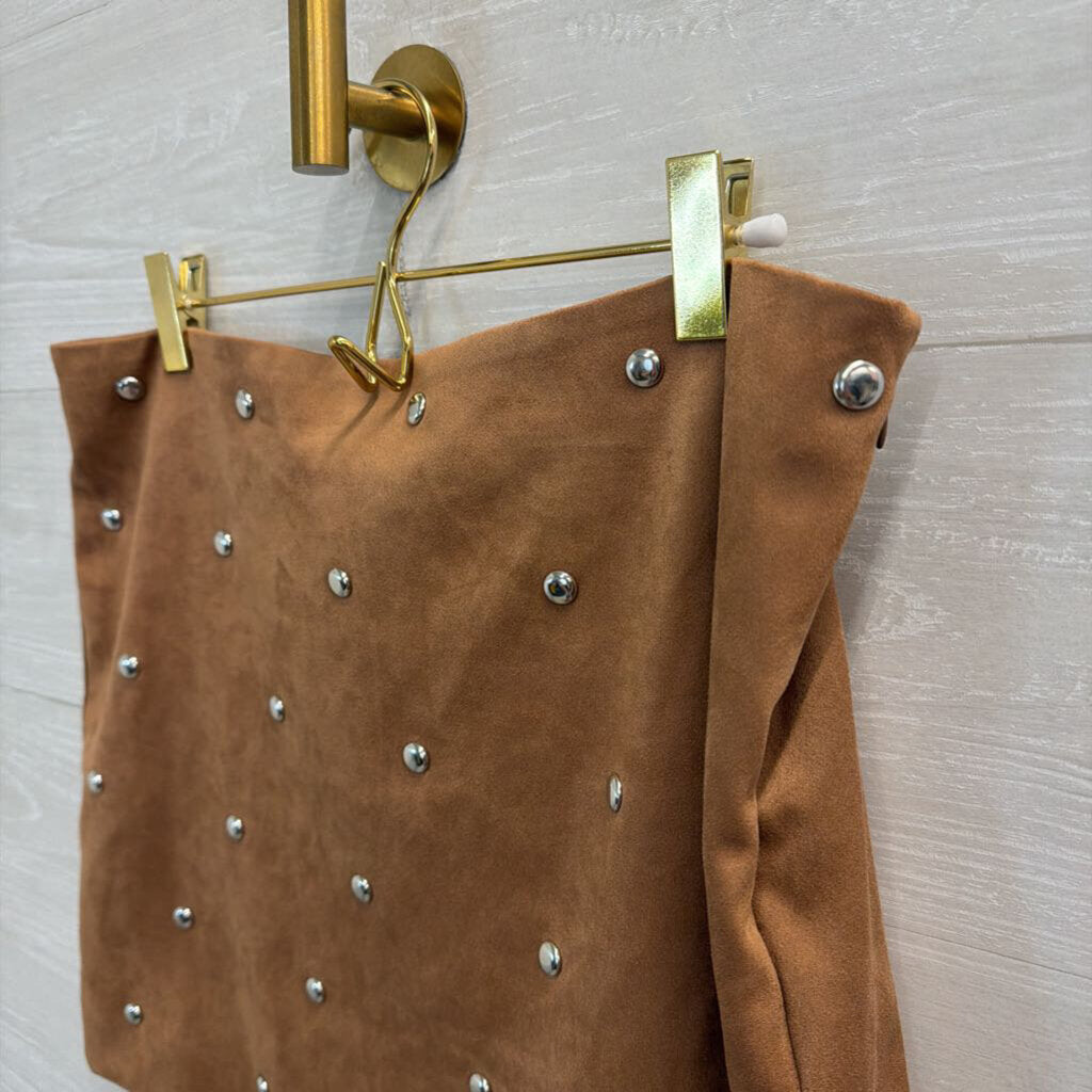 Future Collective Brown Studded Suede Mini Skirt 10