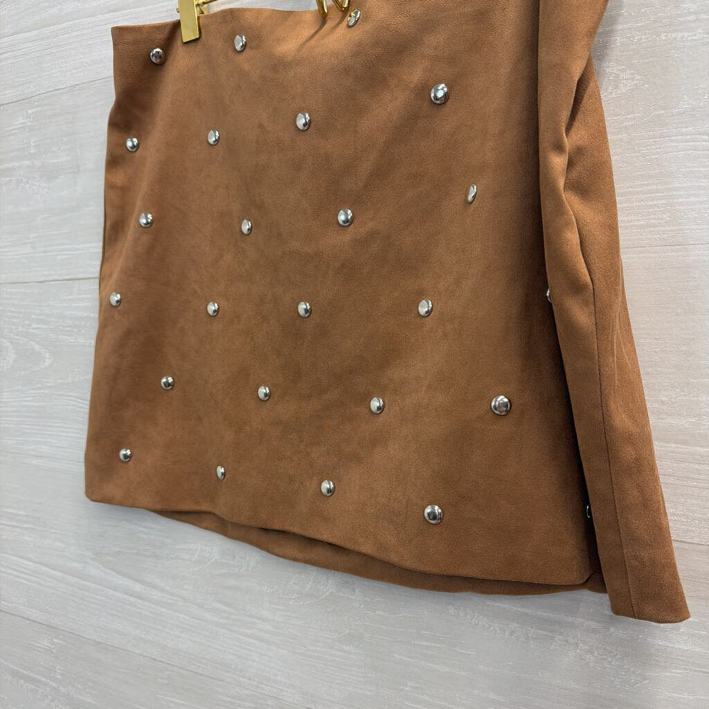 Future Collective Brown Studded Suede Mini Skirt 10