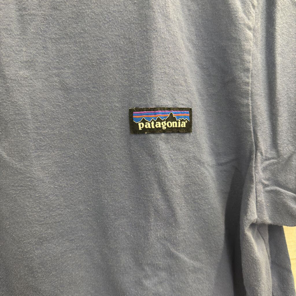 Patagonia Blue/ Brown Trim Short Sleeve Top Medium