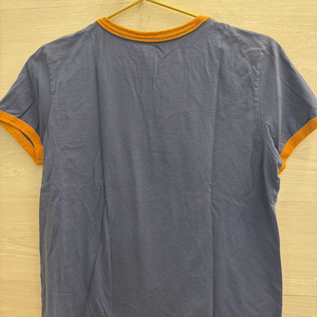 Patagonia Blue/ Brown Trim Short Sleeve Top Medium