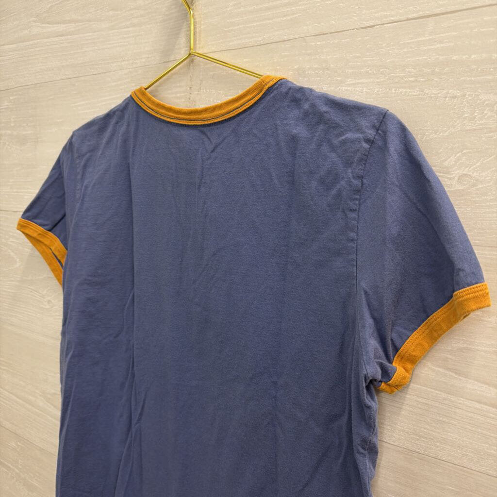 Patagonia Blue/ Brown Trim Short Sleeve Top Medium