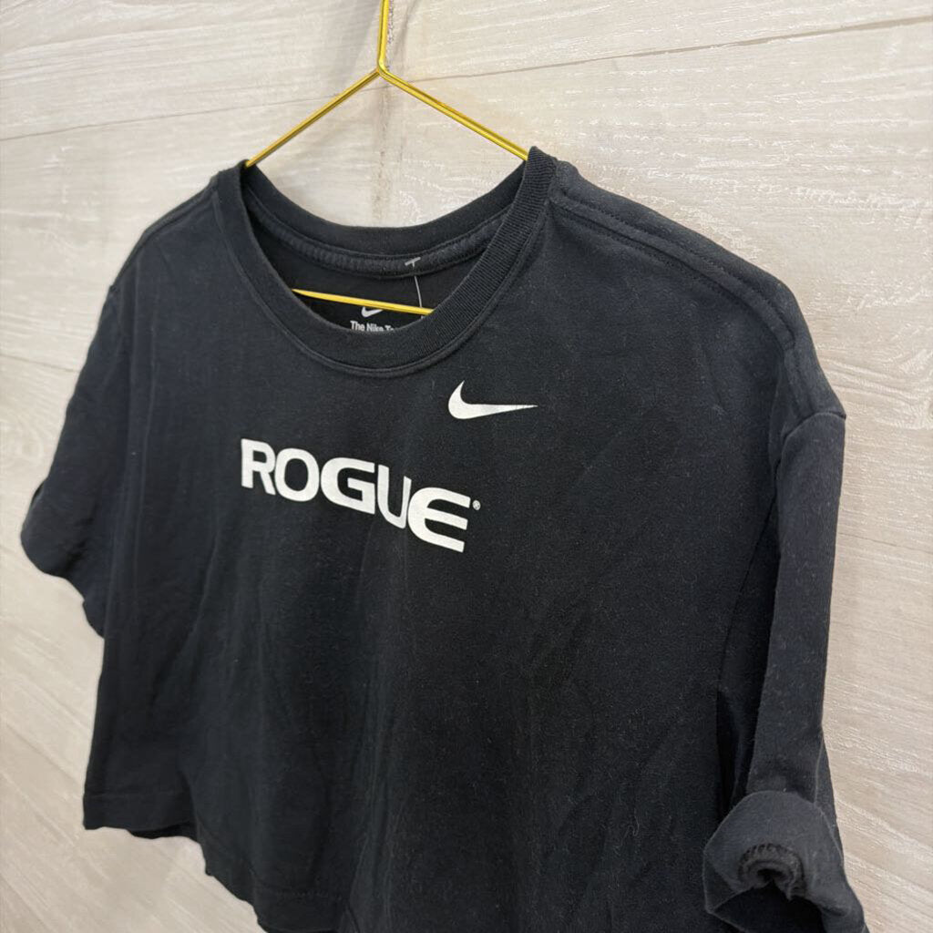 Nike Black/ White Rogue Cropped Short Sleeve Top Medium
