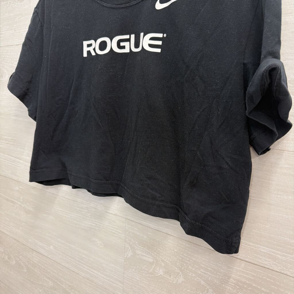 Nike Black/ White Rogue Cropped Short Sleeve Top Medium