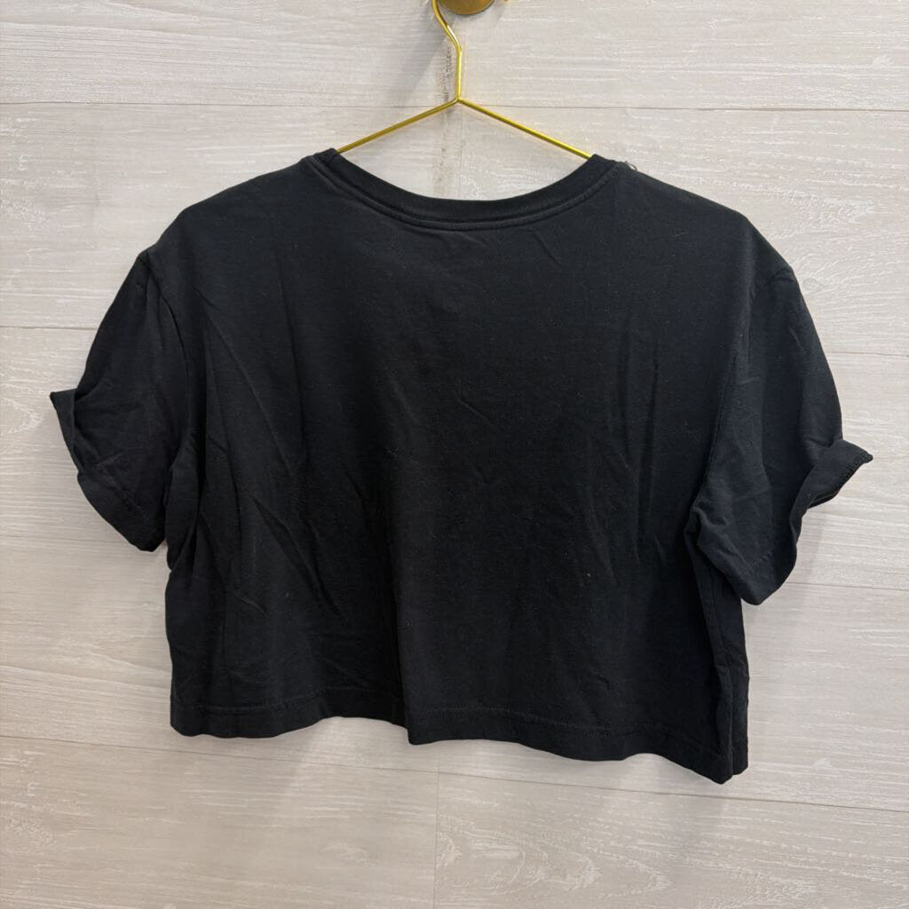 Nike Black/ White Rogue Cropped Short Sleeve Top Medium
