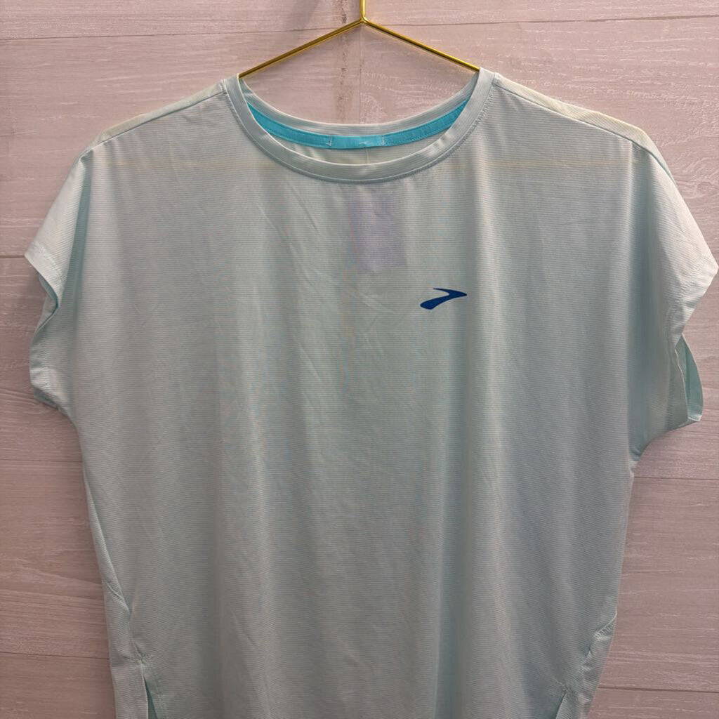 Brooks Blue Cropped Short Sleeve Top Medium