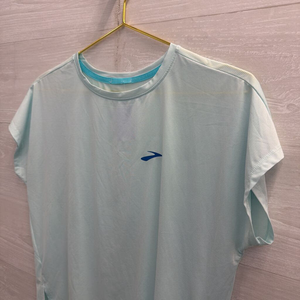 Brooks Blue Cropped Short Sleeve Top Medium
