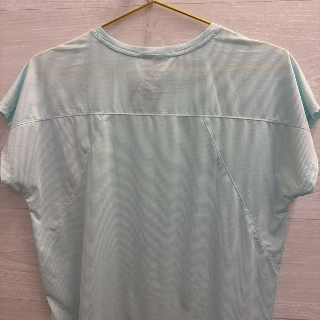 Brooks Blue Cropped Short Sleeve Top Medium
