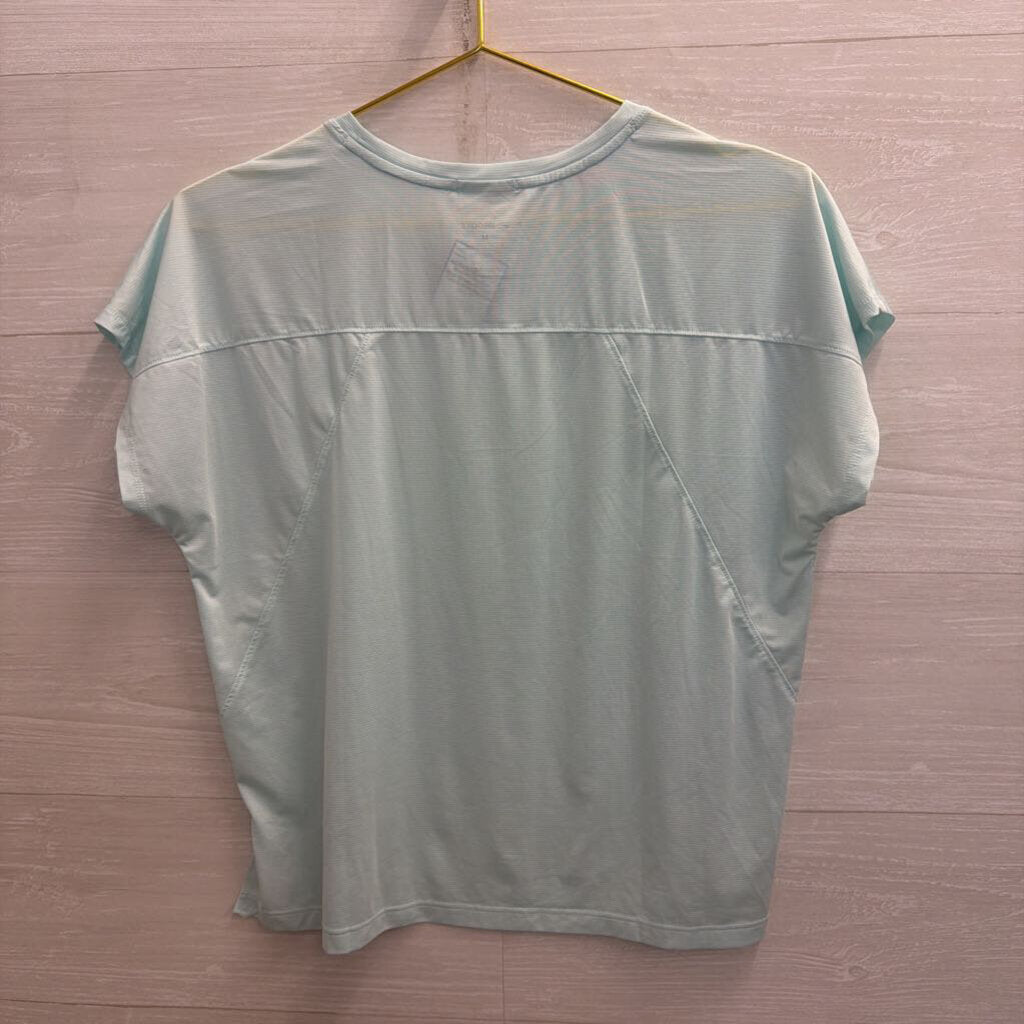 Brooks Blue Cropped Short Sleeve Top Medium