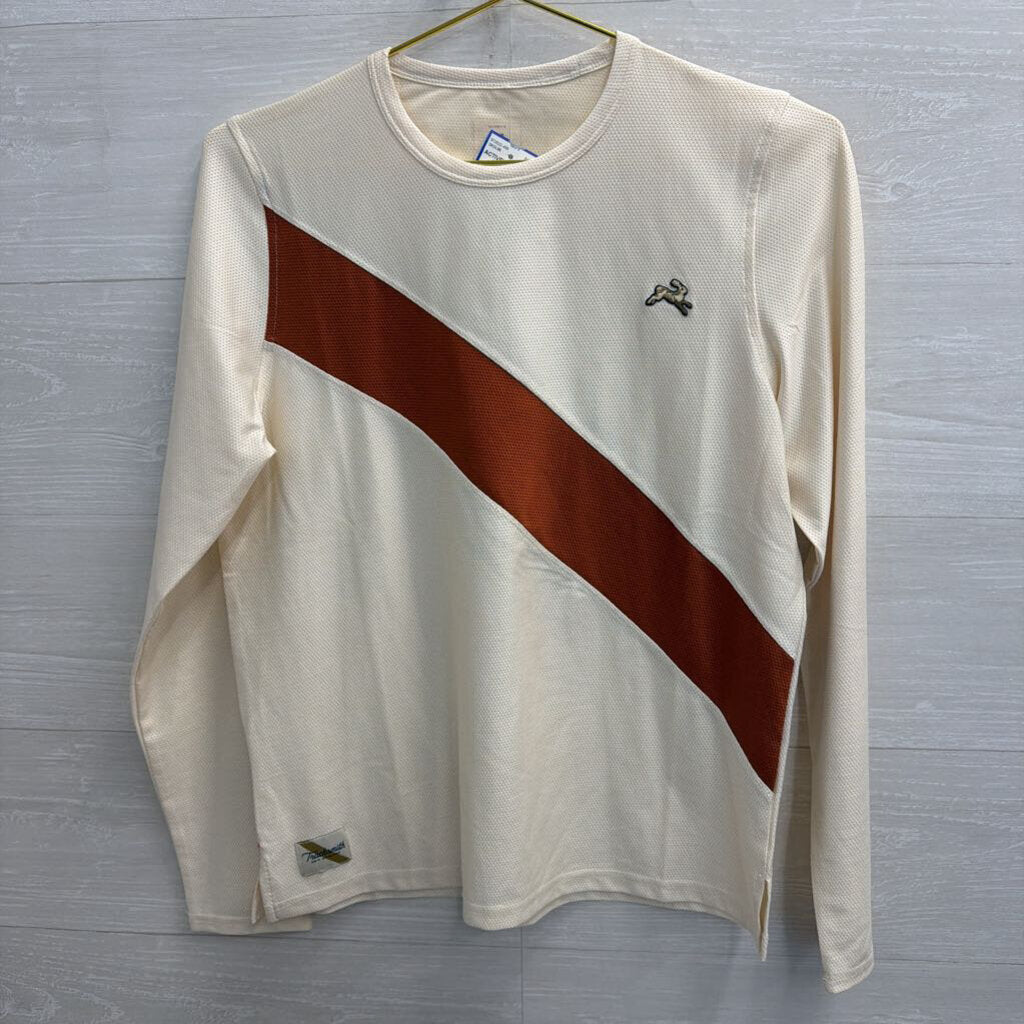 Tracksmith White/ Red Long Sleeve Athletic Top Medium