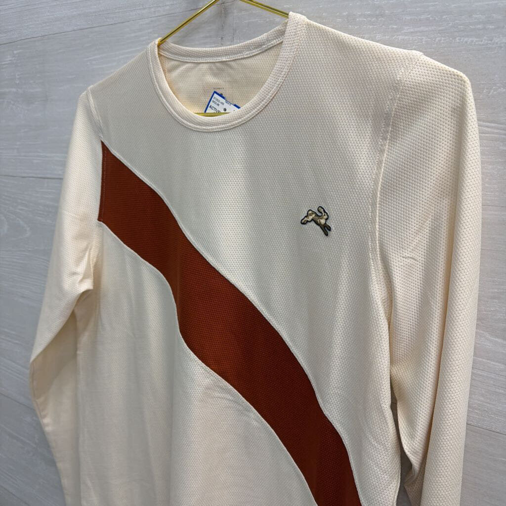 Tracksmith White/ Red Long Sleeve Athletic Top Medium
