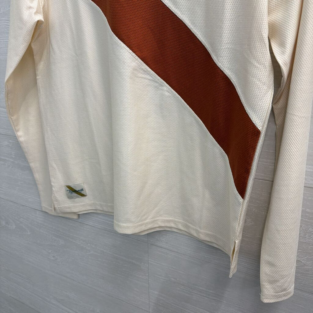 Tracksmith White/ Red Long Sleeve Athletic Top Medium