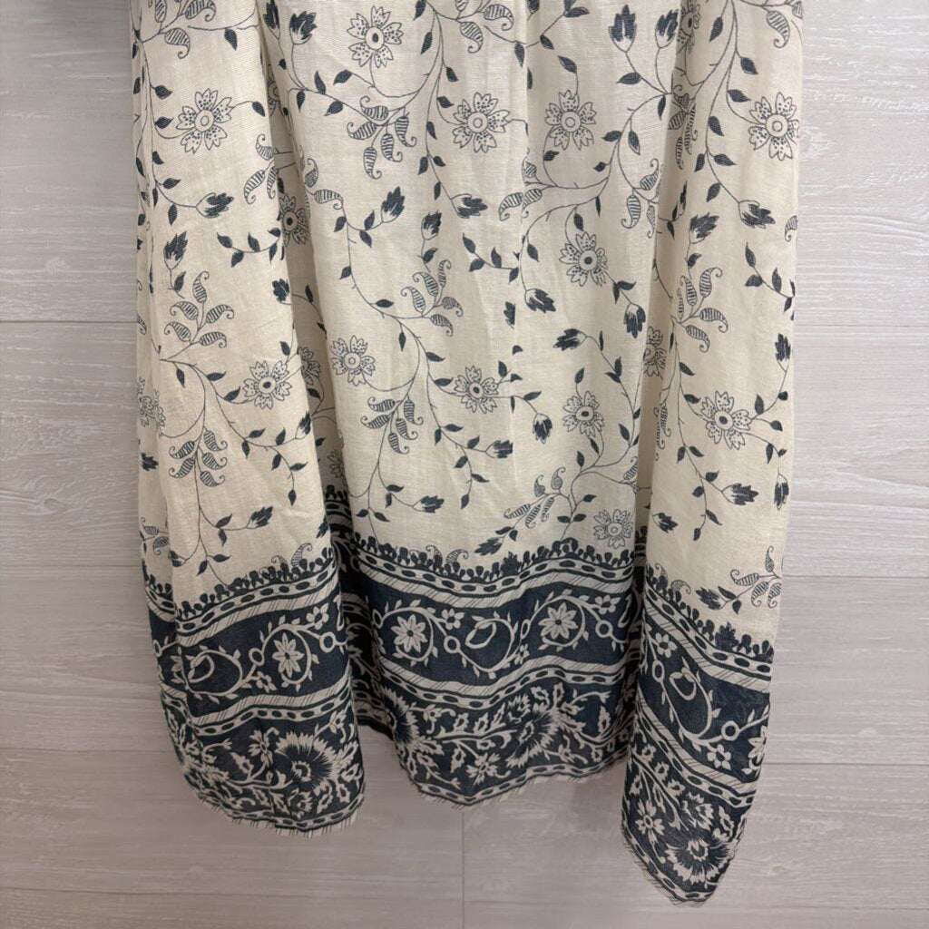 Love Sam White/ Blue Print Off Shoulder Dress Extra Small