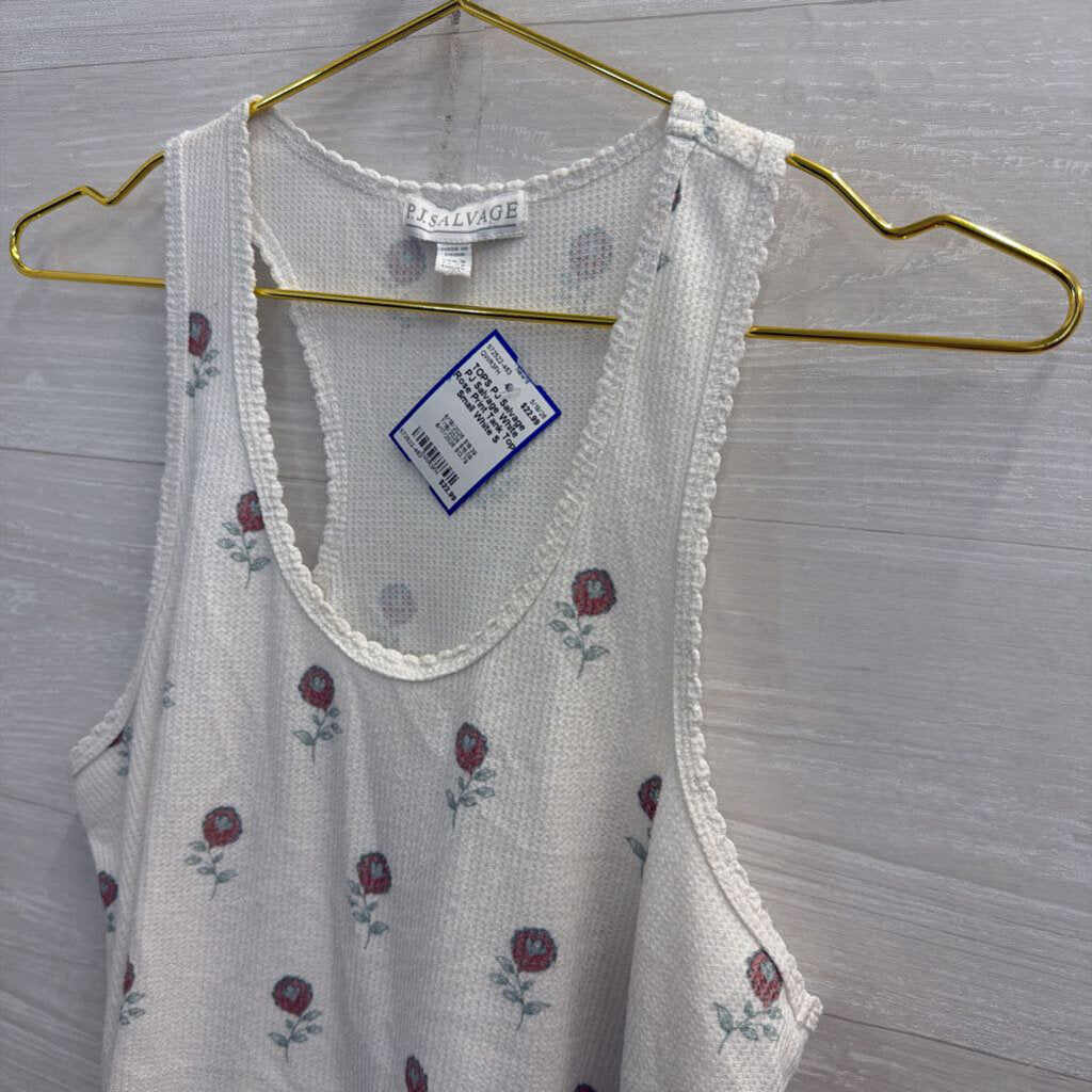 PJ Salvage White Rose Print Tank Top Small