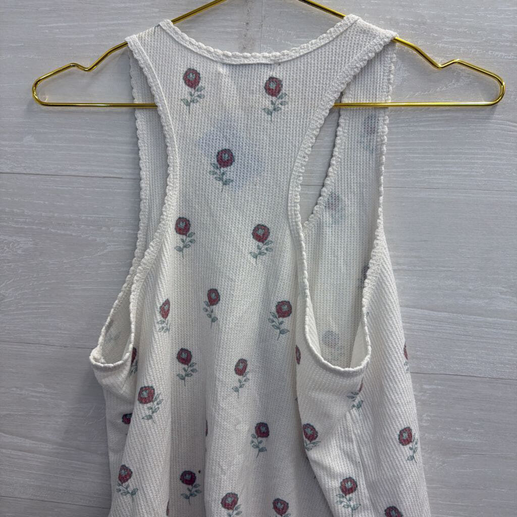 PJ Salvage White Rose Print Tank Top Small