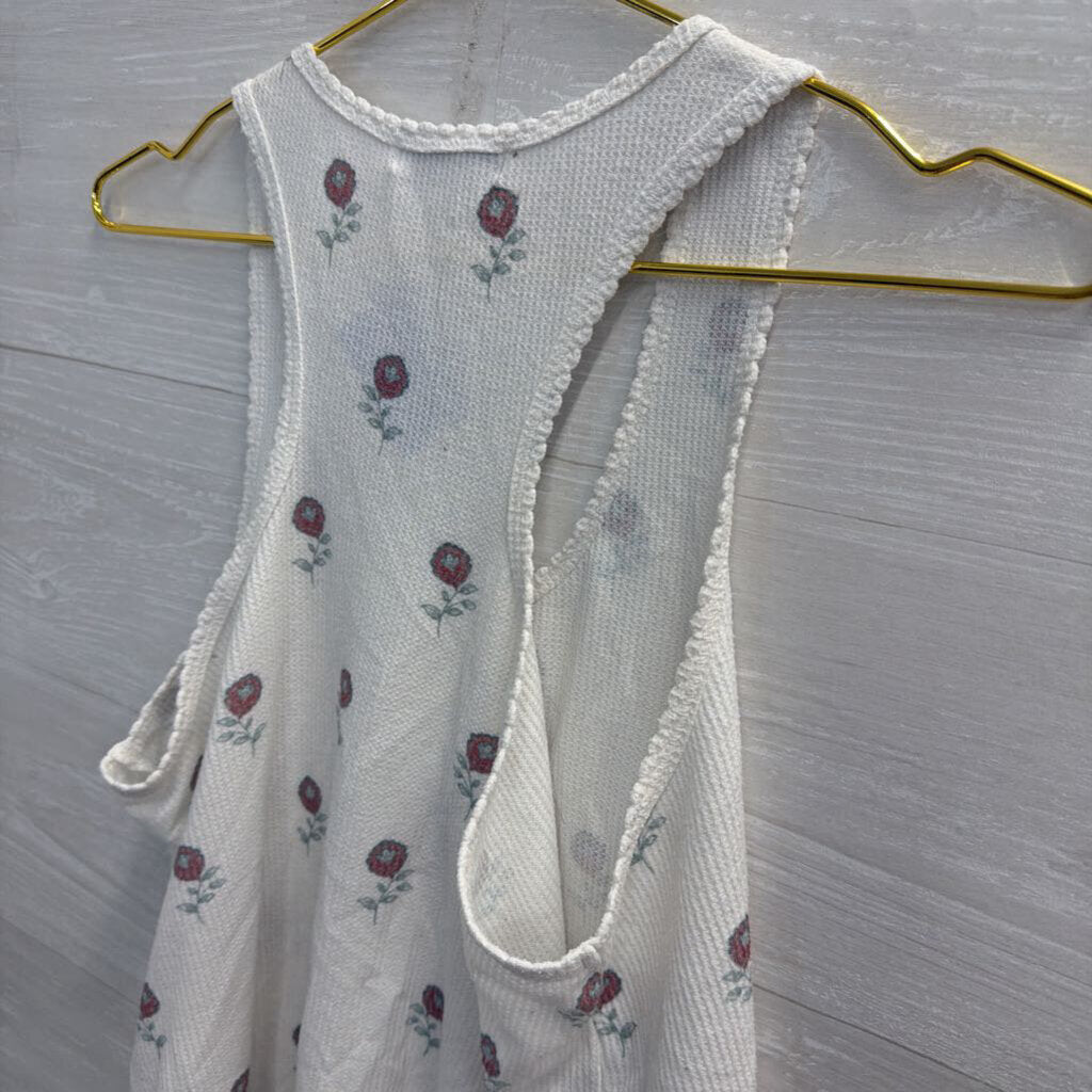 PJ Salvage White Rose Print Tank Top Small
