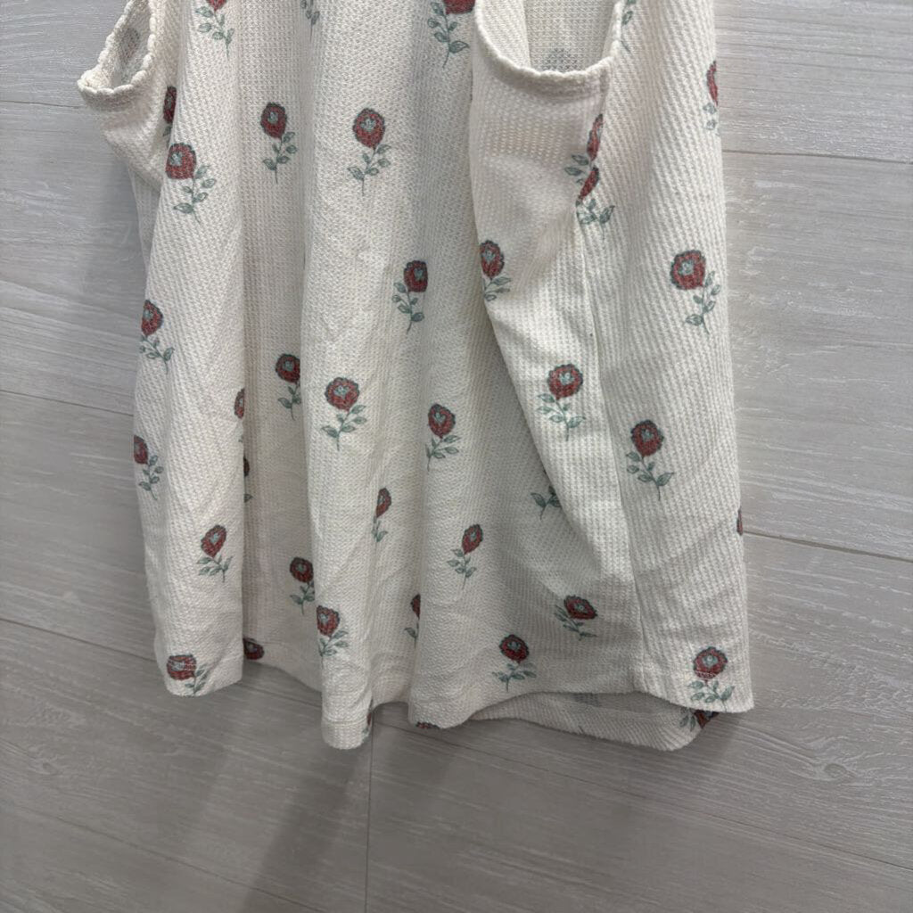 PJ Salvage White Rose Print Tank Top Small