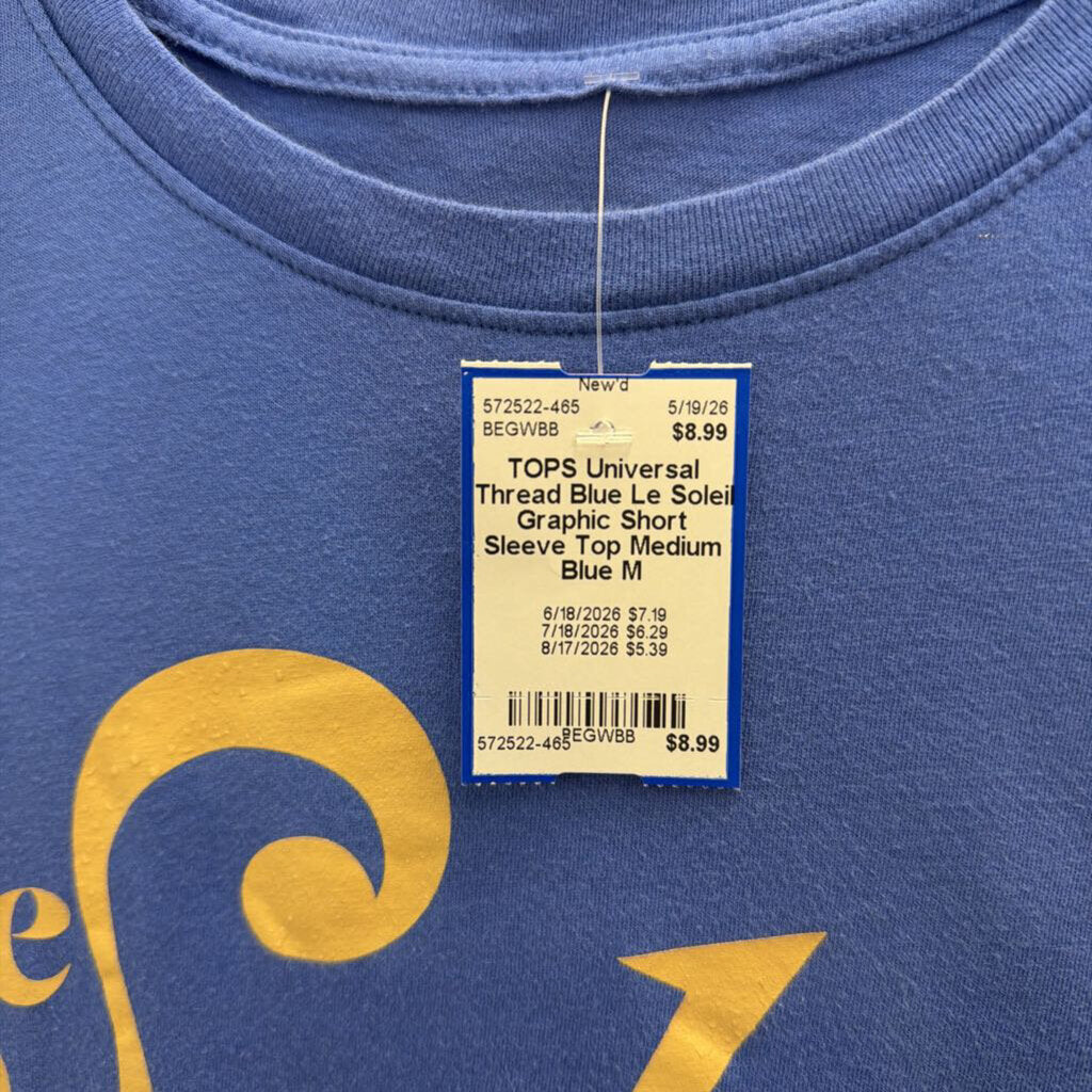 Blue Le Soleil Graphic Short Sleeve Top Medium