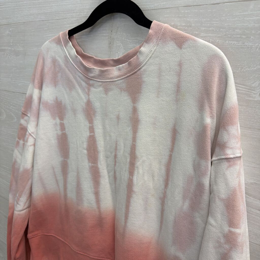 525 Pink/ White Tie Dye Crewneck Sweatshirt Large