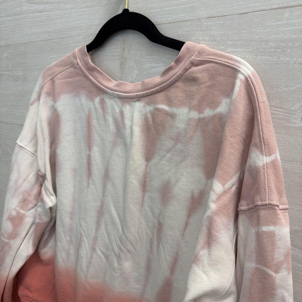 525 Pink/ White Tie Dye Crewneck Sweatshirt Large