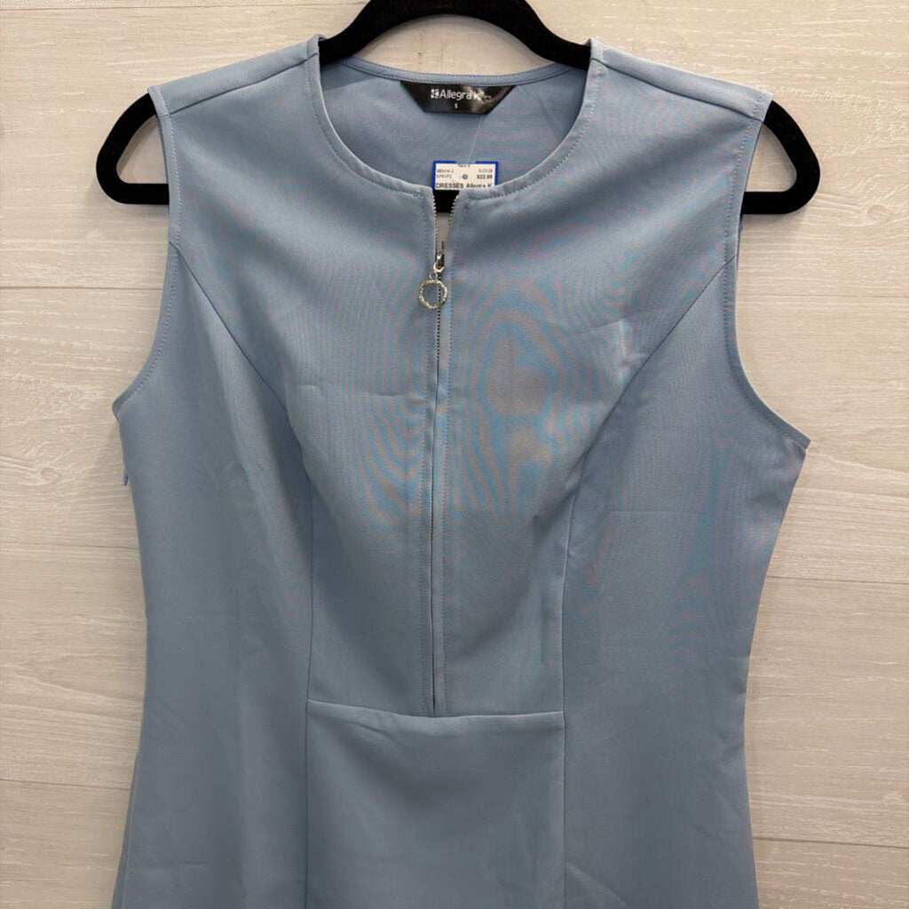 Allegra K Blue Sleeveless Zip Front Dress Small
