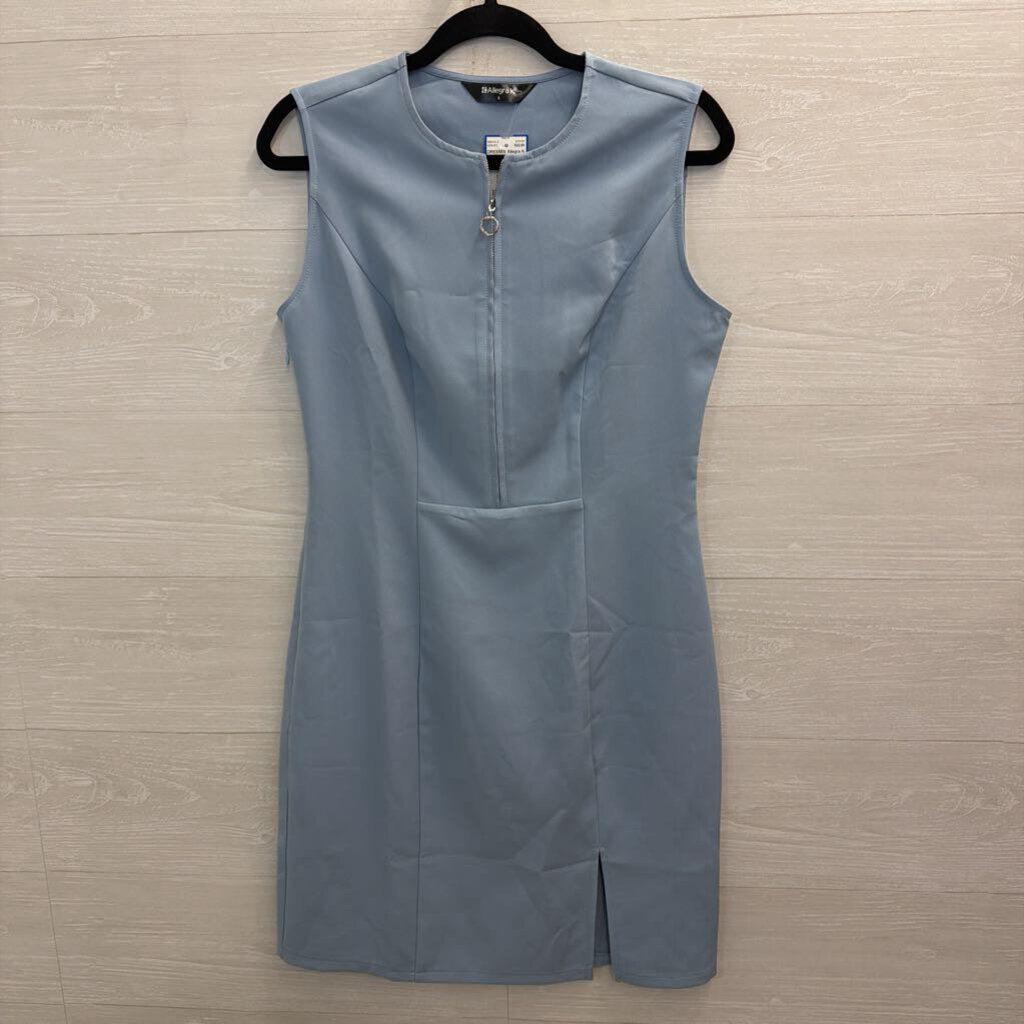 Allegra K Blue Sleeveless Zip Front Dress Small